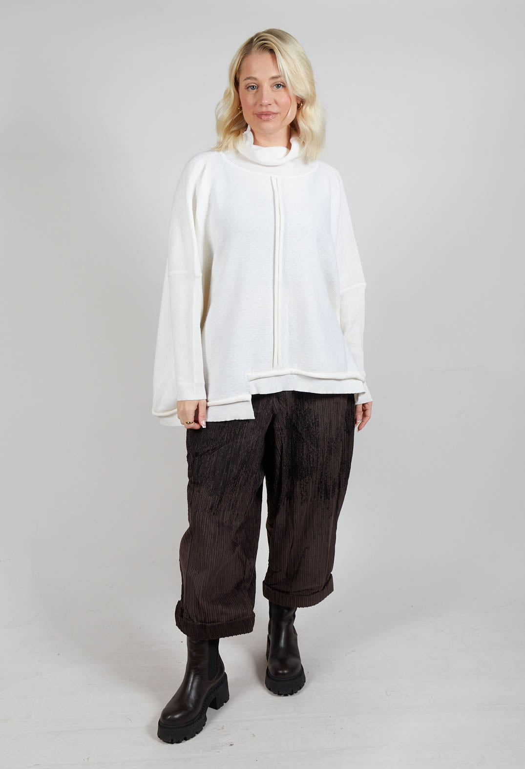 Panelled Knit Jumper in Cream