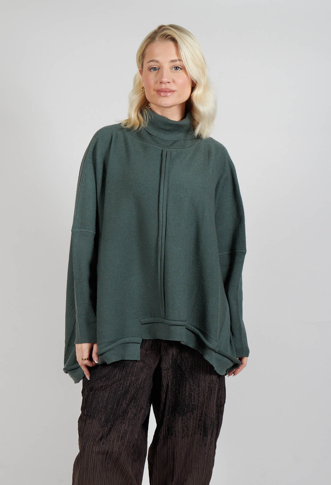 Panelled Knit Jumper in Green