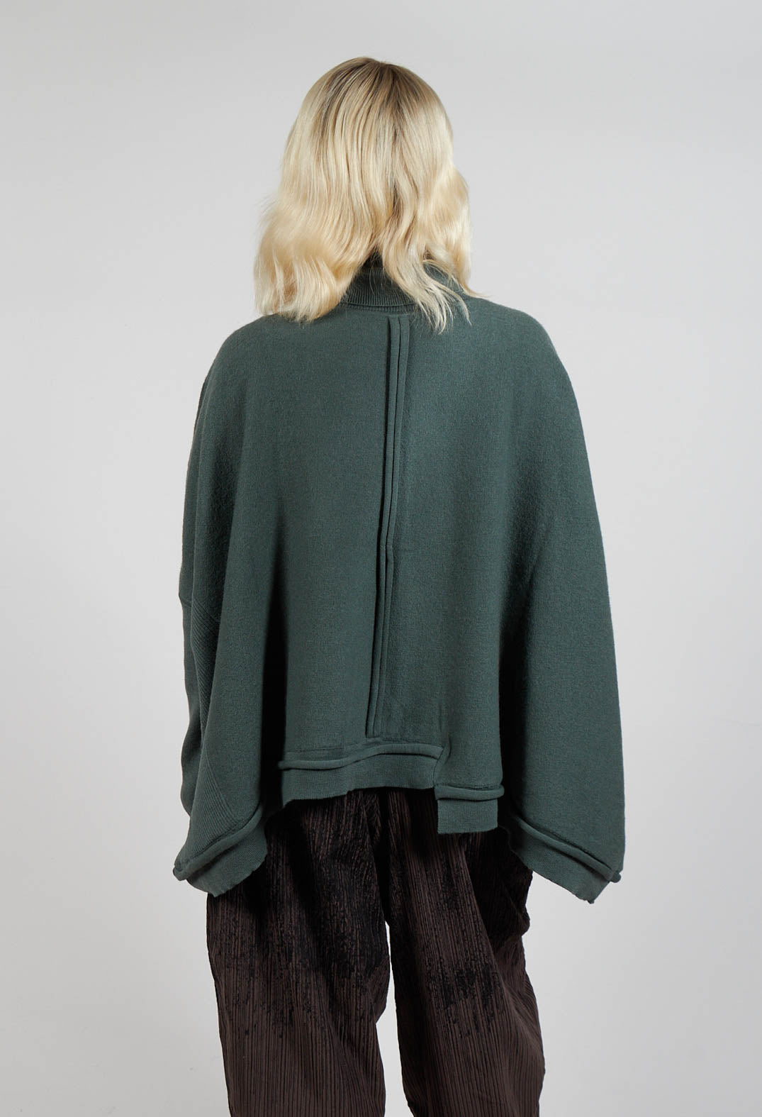 Panelled Knit Jumper in Green