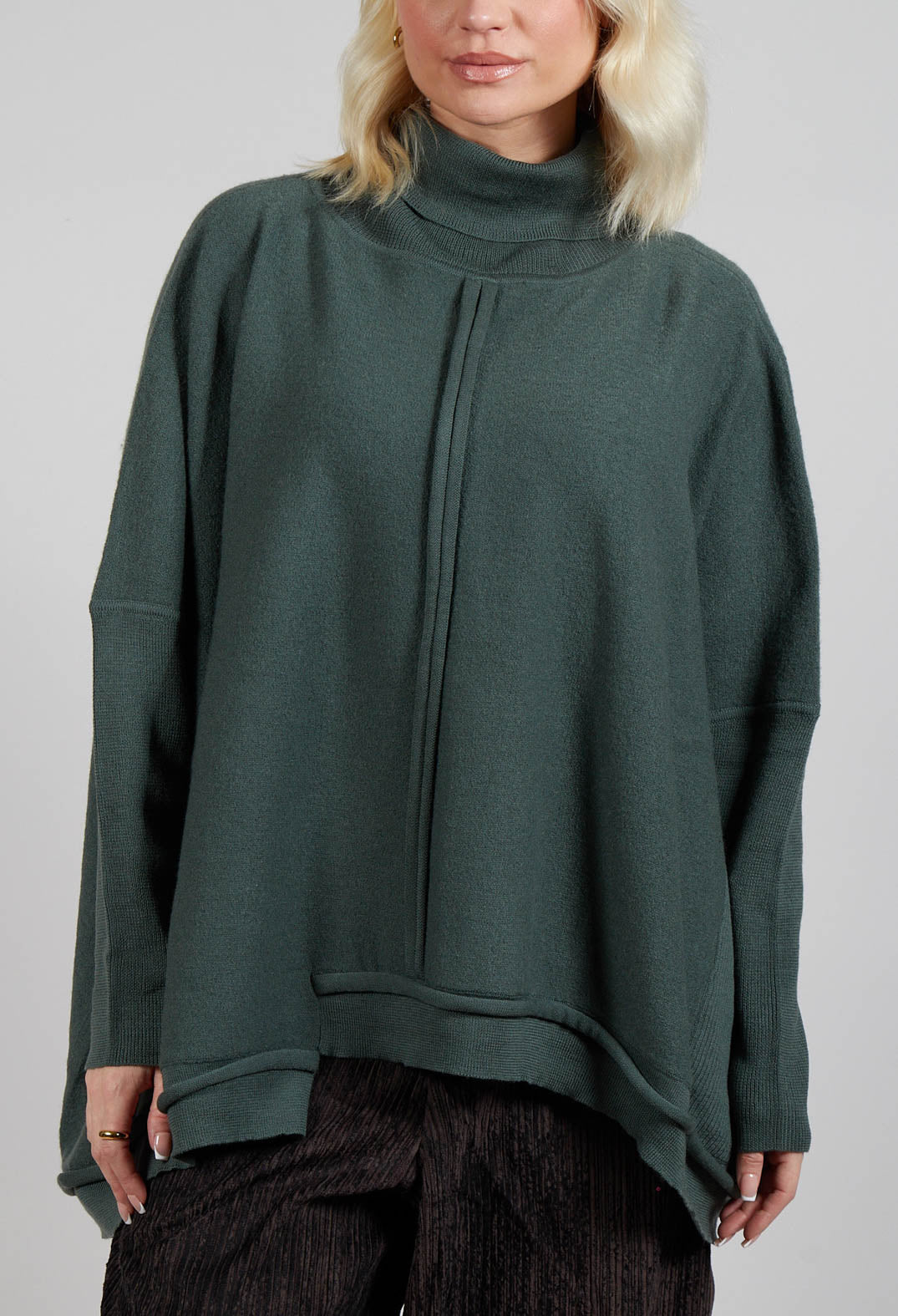 Panelled Knit Jumper in Green