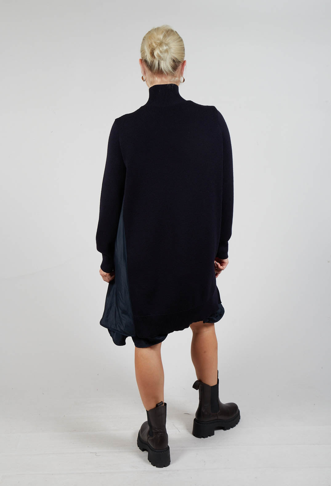 Panelled Sweater Dress in Dark Navy