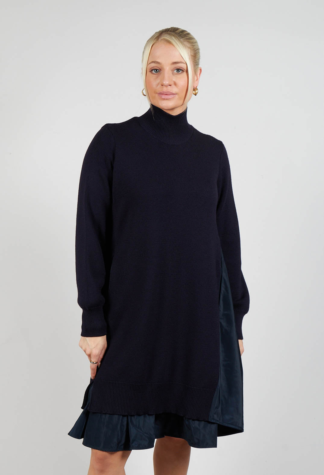 Panelled Sweater Dress in Dark Navy