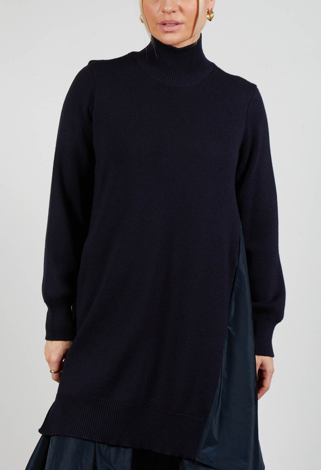 Panelled Sweater Dress in Dark Navy