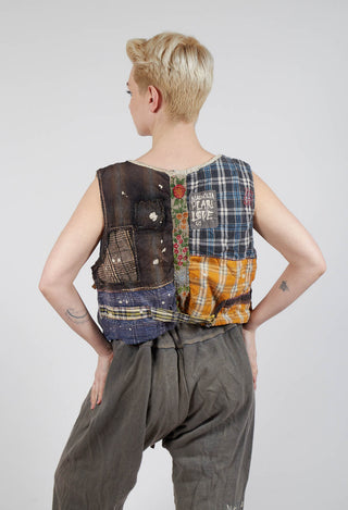 Patchwork Andriy Vest in Madras Yellow