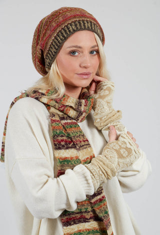 Patterned Wool Armwarmers in Greige