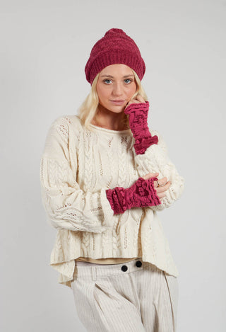 Patterned Wool Armwarmers in Orchid