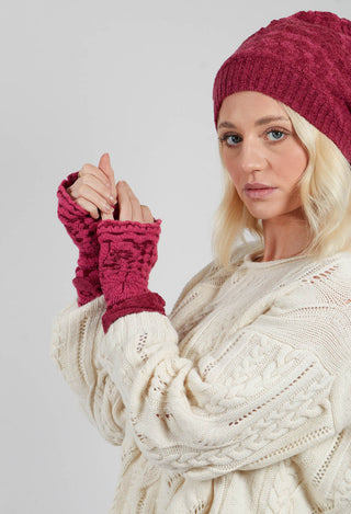 Patterned Wool Armwarmers in Orchid