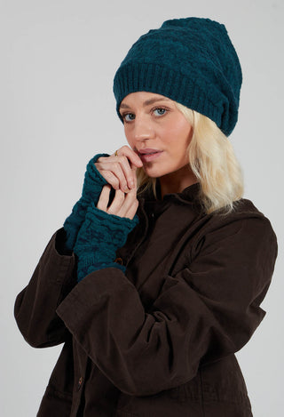 Patterned Wool Armwarmers in Turquoise