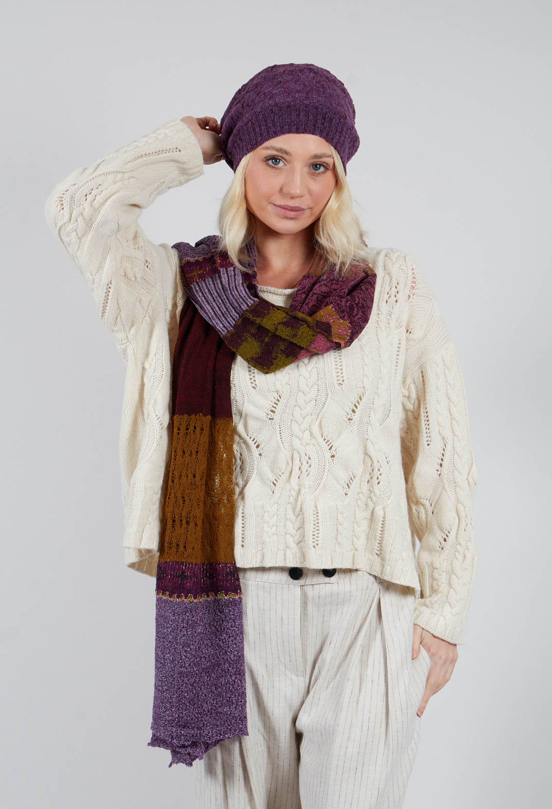 Patterned Wool Hat in Iris