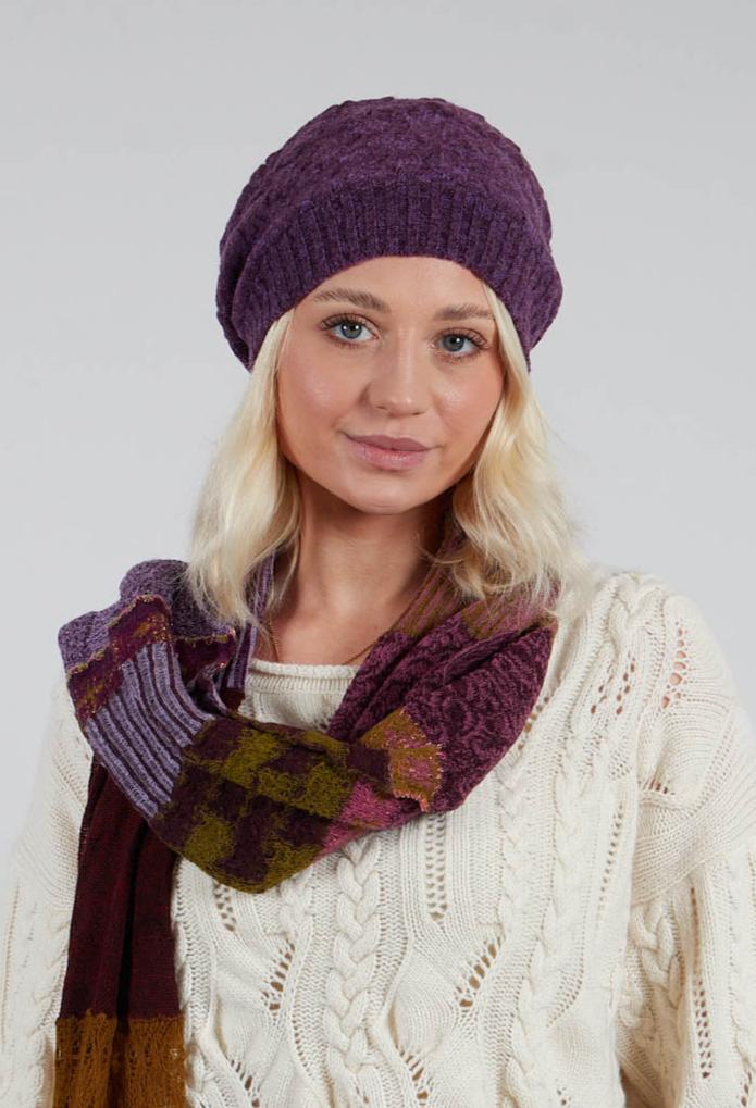 Patterned Wool Hat in Iris