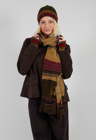 Patterned Wool Scarf in Mustard