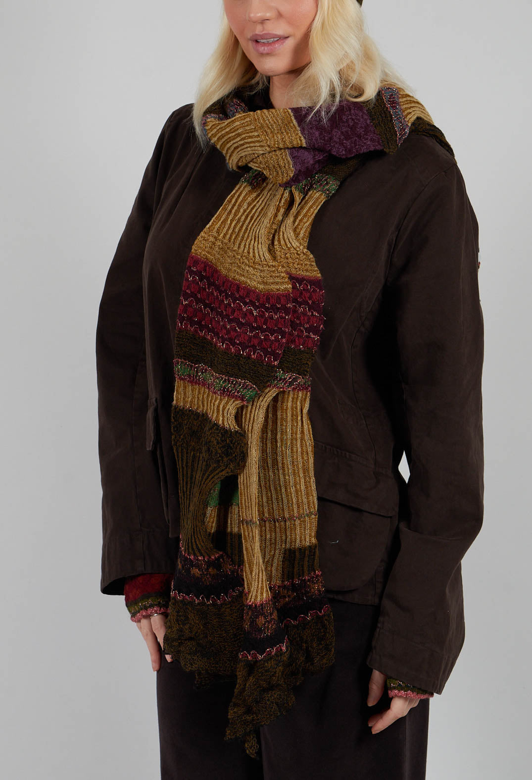 Patterned Wool Scarf in Mustard