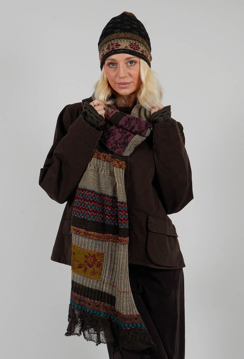 Patterned Wool Scarf in Taupe