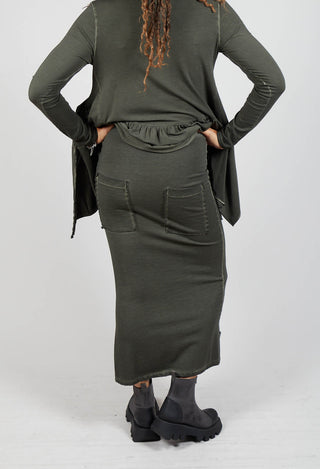 Pencil Skirt with Multiple Pockets in Olive