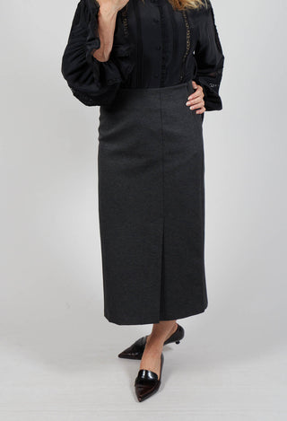 Pencil Skirt with Split in Dark Grey