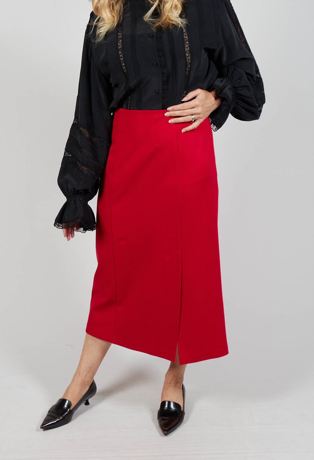 Pencil Skirt with Split in Urban Red