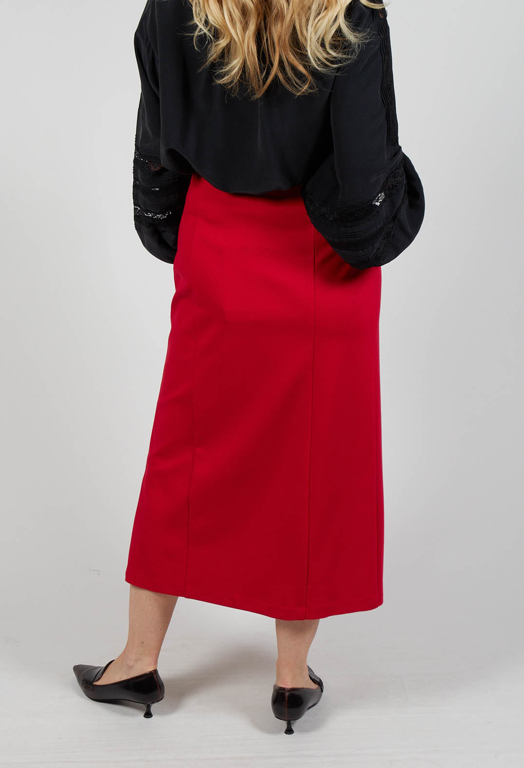 Pencil Skirt with Split in Urban Red