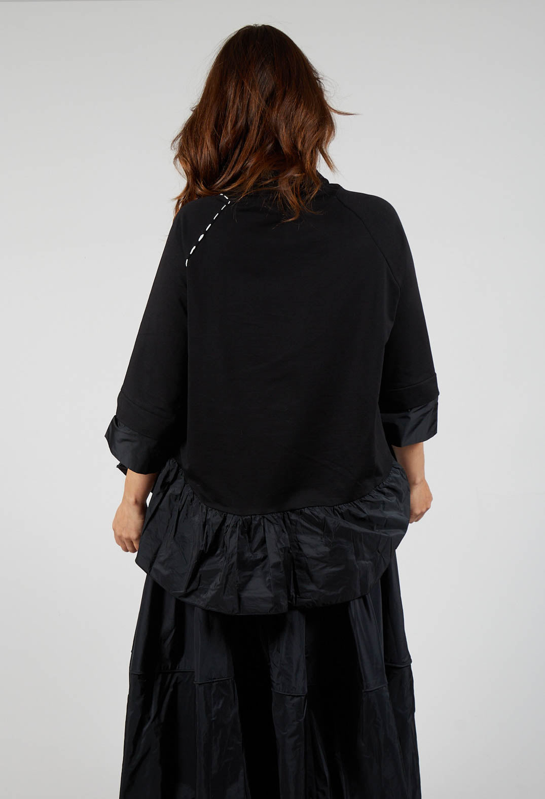 Peplum Polka Dot Pocket Top in Black