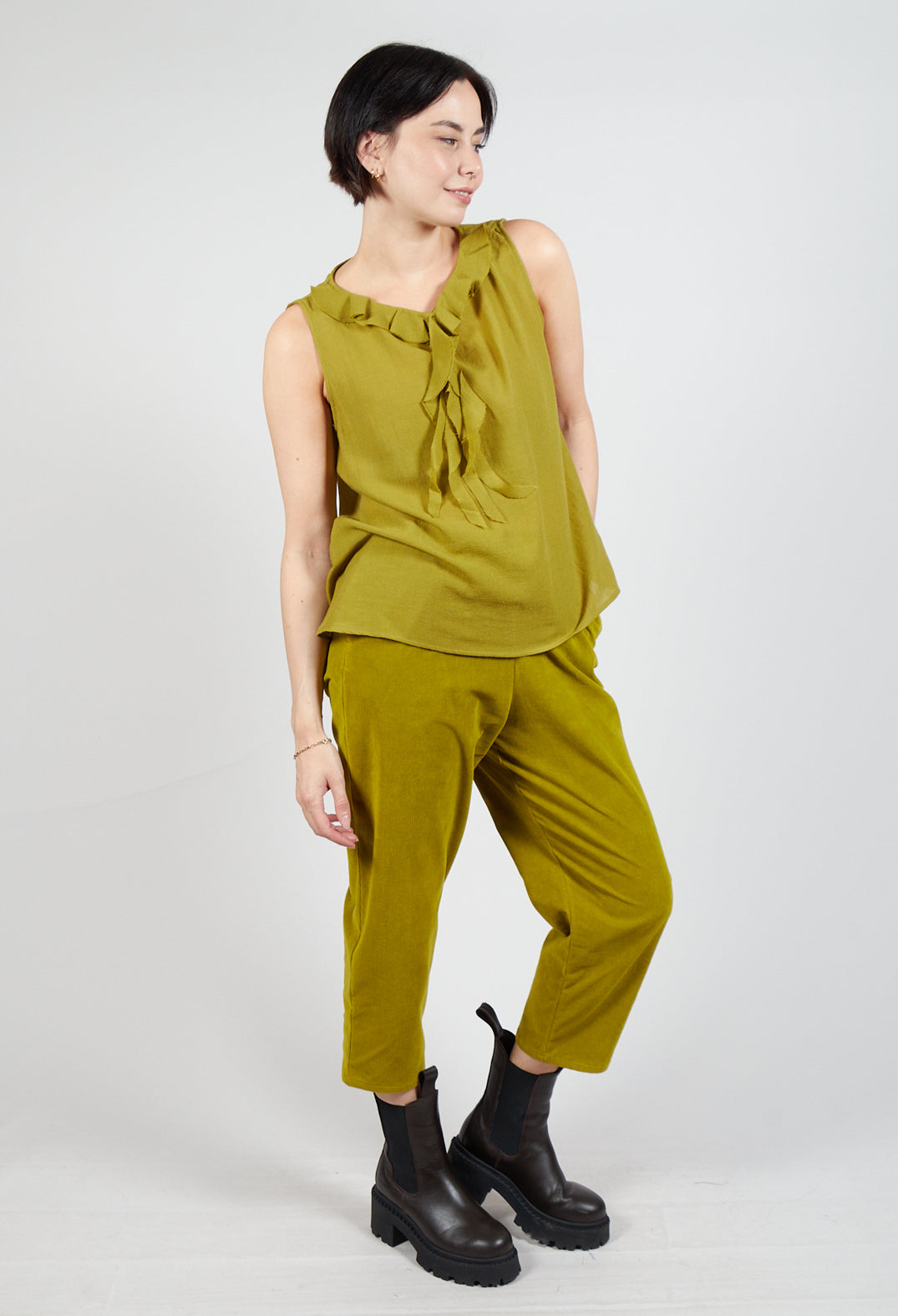 Peplum Vest in Grass Green