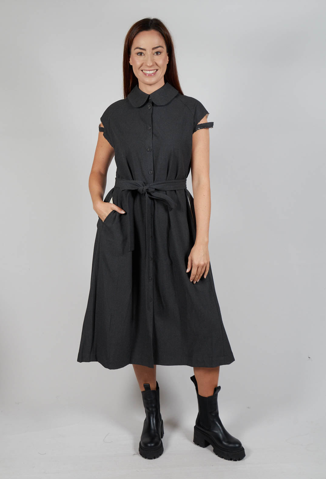 Peter Pan Dress in Charcoal