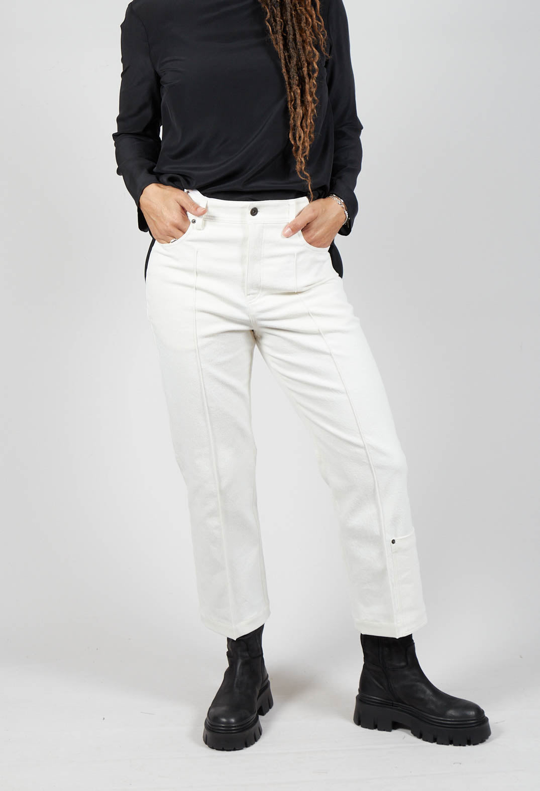 Pic Straight Leg Jeans in Off White