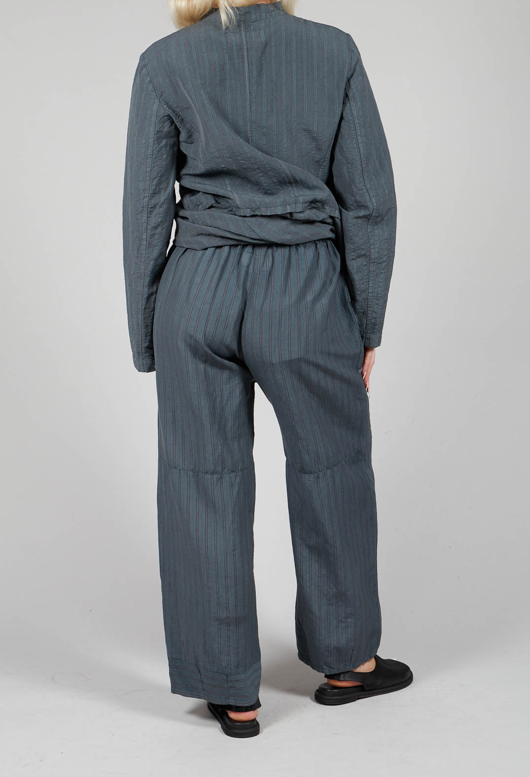 Pinstripe Patch Trousers in Grey