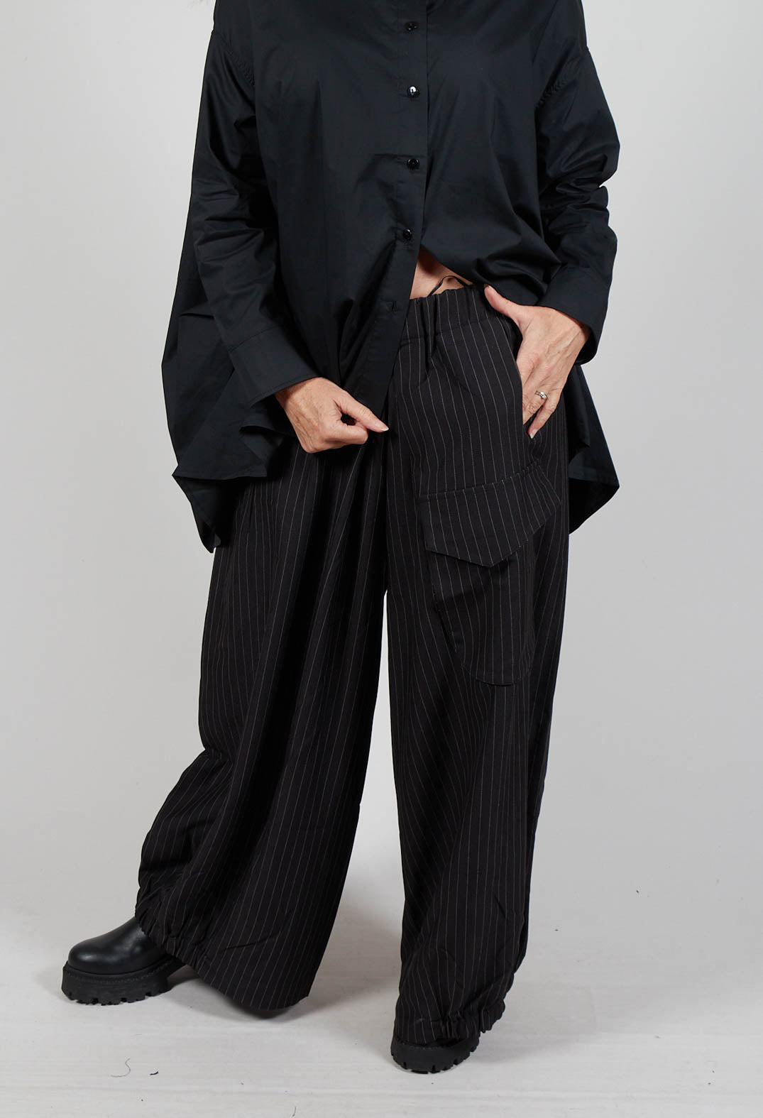 Pinstripe Trousers in Black