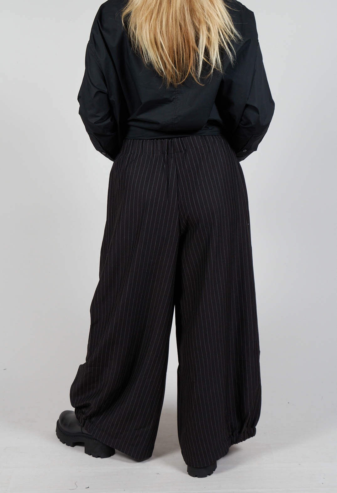 Pinstripe Trousers in Black