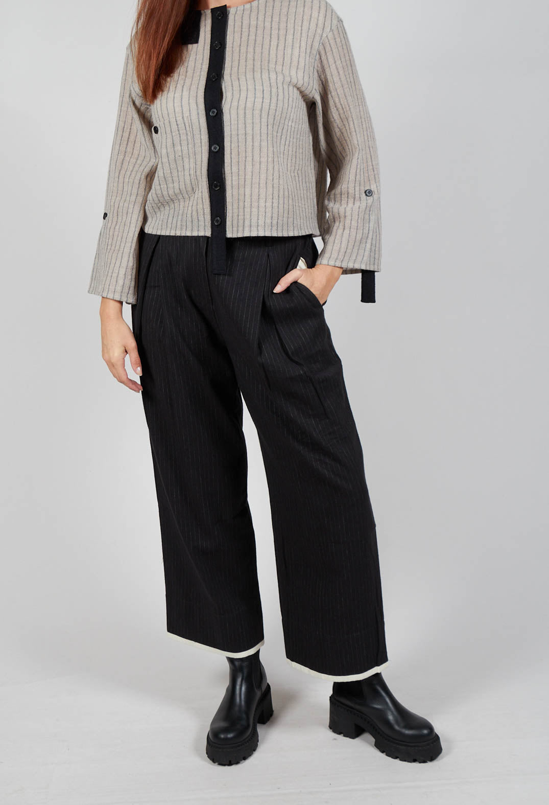 Pinstripe Trousers in Black