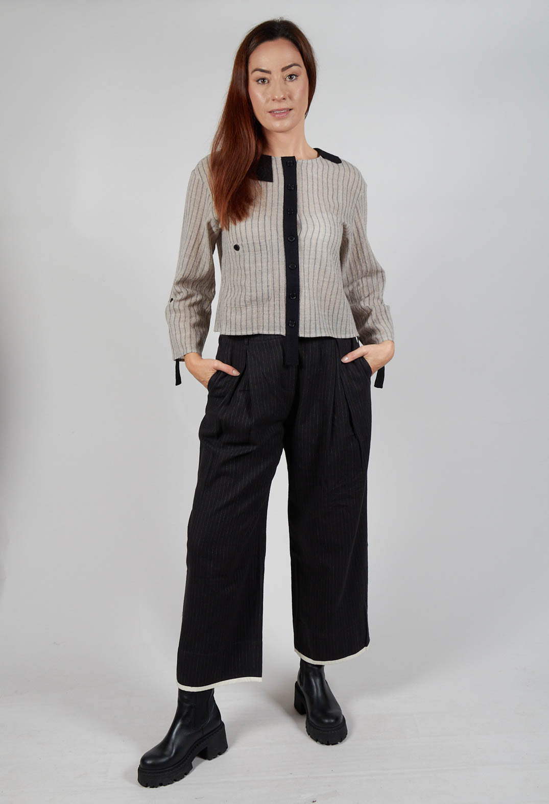 Pinstripe Trousers in Black