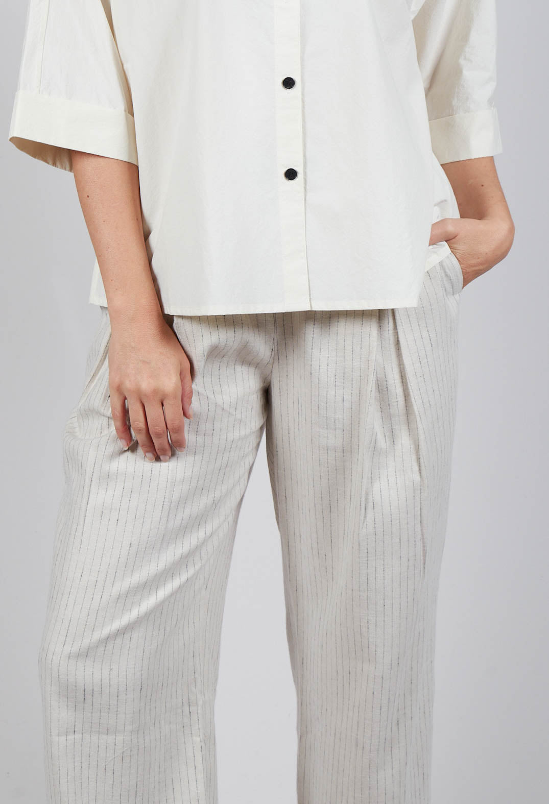 Pinstripe Trousers in Milk