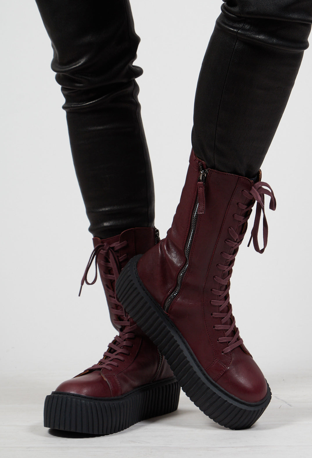 Platform Lace Up Shoes in Merlot