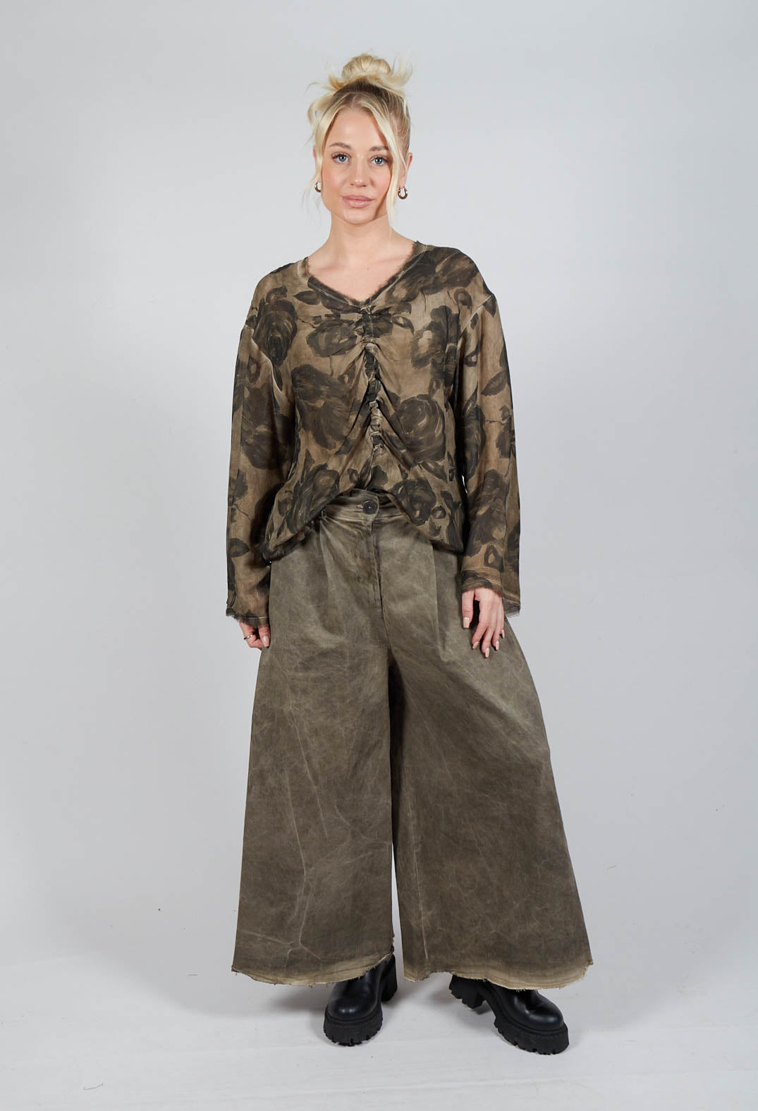 Pleat Front Trousers in Gabardina di Cotone Green Tuscany