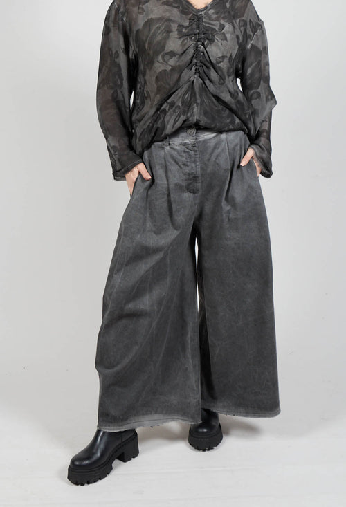 Pleat Front Trousers in Gabardina di Cotone Grey Storm