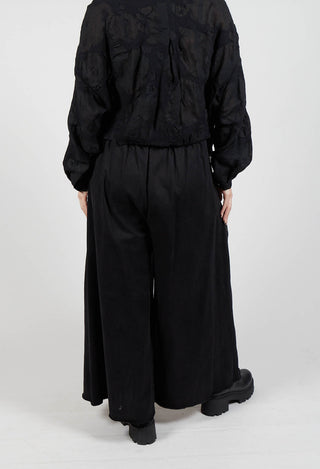 Pleat Front Trousers in Gabardina di Cotone Nero