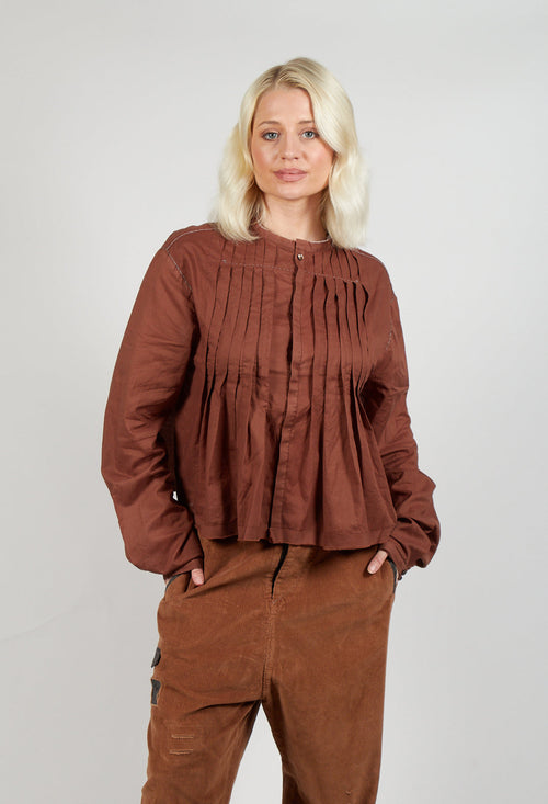 Pleat Shirt in Brown