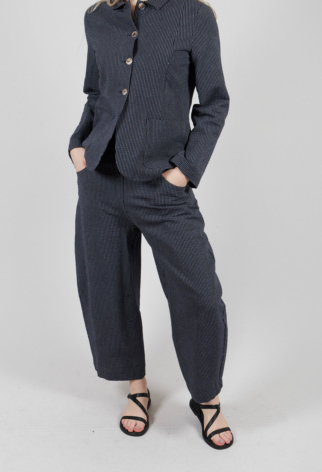 Pleat Trousers with Stretch in Blue