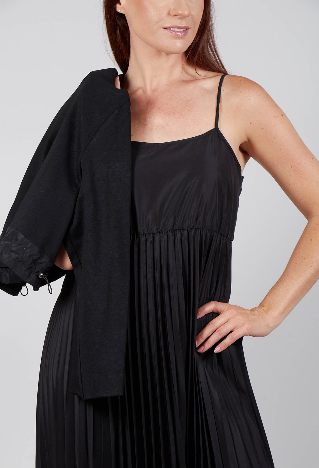 Pleated overlay dress best sale