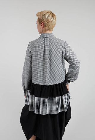 Pleated Hem Shirt in Black and White