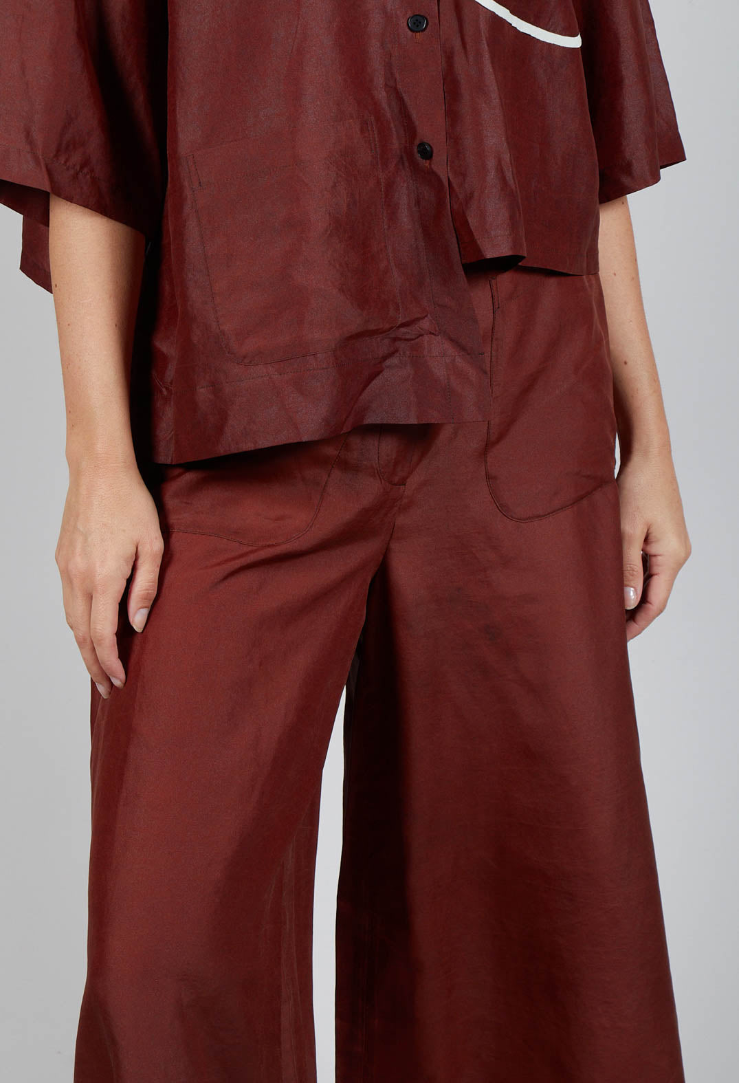 Pleated Silk Trousers in Copper