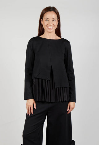 Pleated Top with Overlay in Black