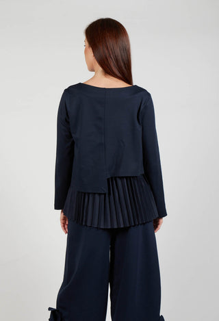 Pleated Top with Overlay in Blue Nights