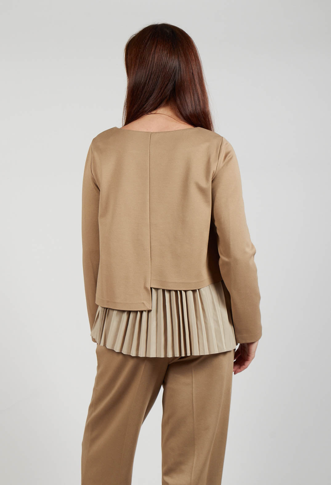 Pleated Top with Overlay in Caramel