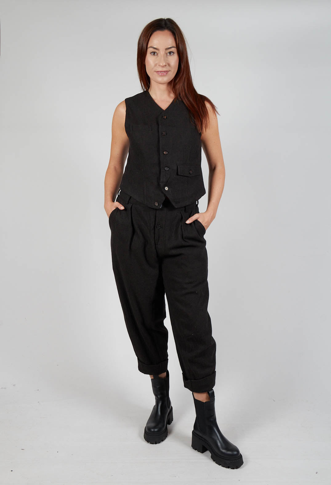 Pleated Trousers in Black