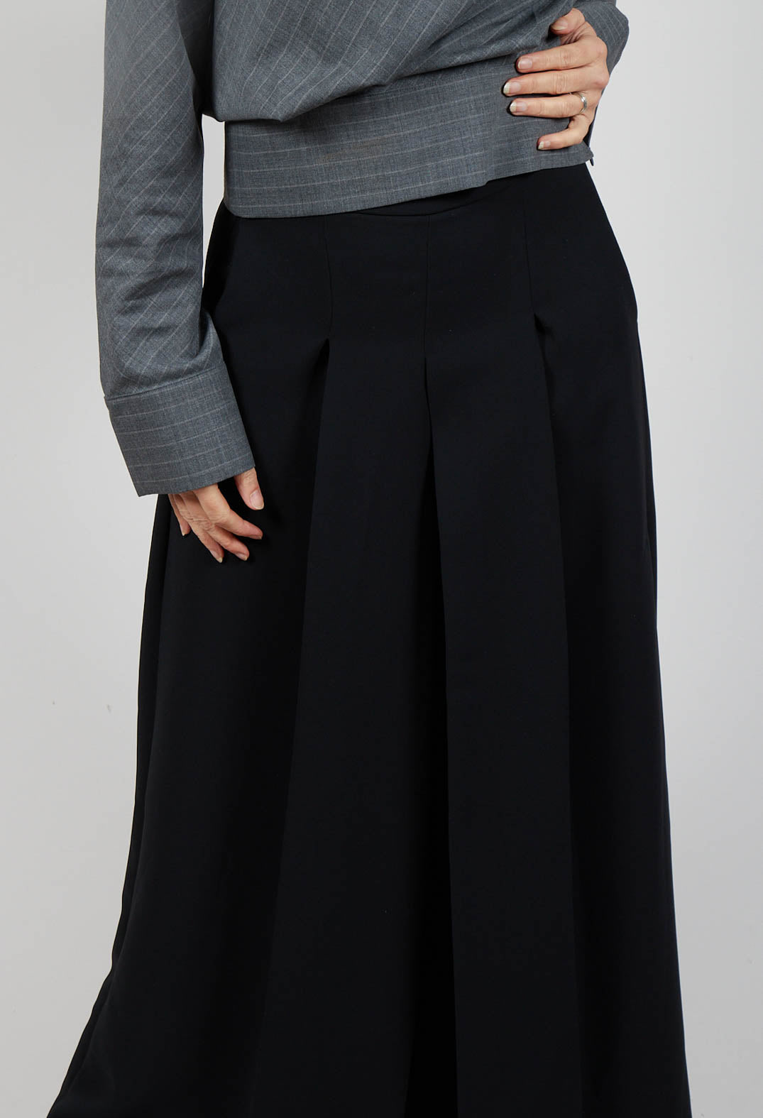 Pleated Wide Leg Pants in Lalabel Nero