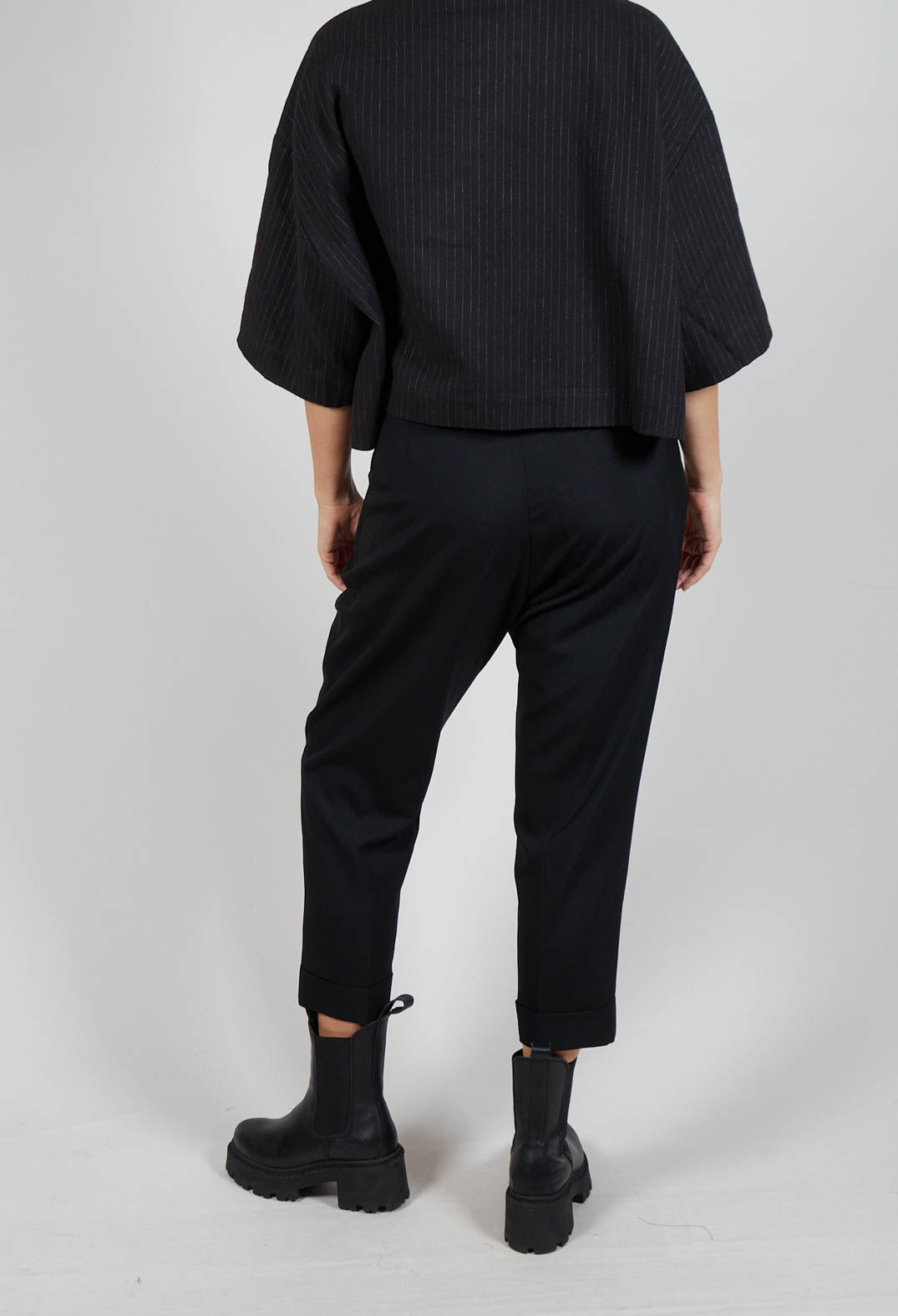 Pleated Wool Trousers in Black