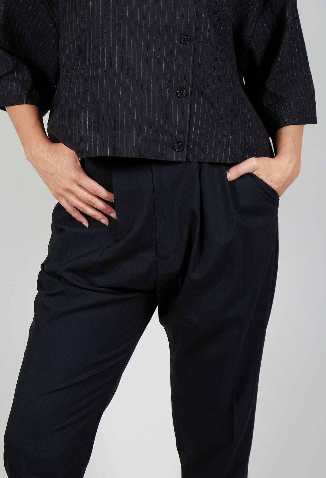 Pleated Wool Trousers in Black