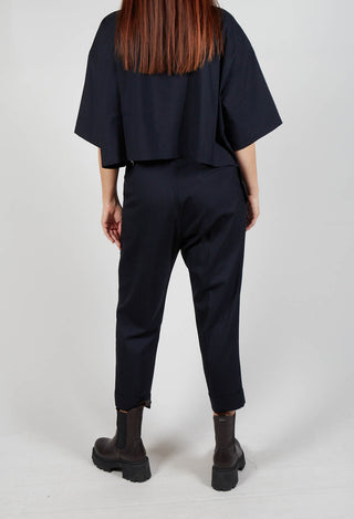 Pleated Wool Trousers in Navy