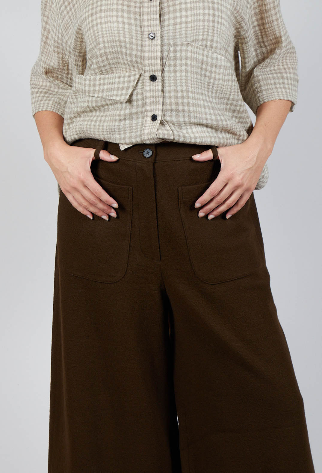 Pocket Wool Trousers in Brown