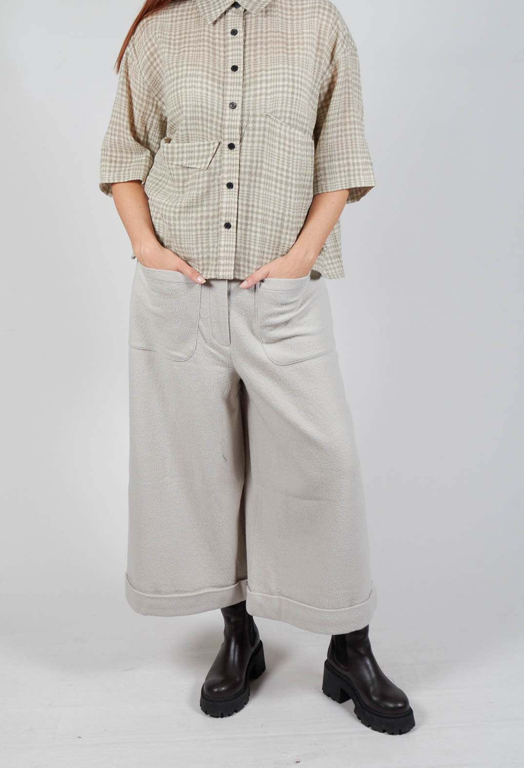 Pocket Wool Trousers in Cream